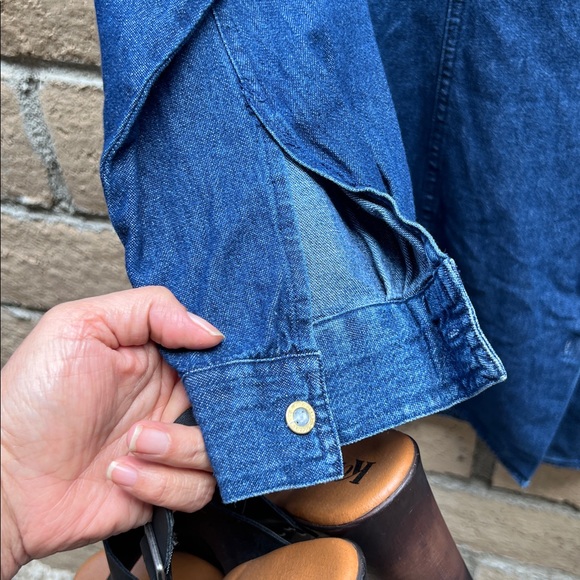 Bongo jeans long sleeve midi denim‎ dress/jacket size 8/M - Picture 13 of 14